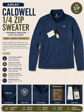 Ariat Caldwell 1/4 Zip Sweater - Indigo Blue